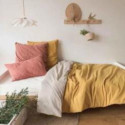 Cocoeko Linge De Lit Enfant Taie D'oreiller Coton Lavé Moutarde (65 X 65cm) -Linge de lit bébé Soldes taie d oreiller coton lave moutarde 65 x 65cm 4