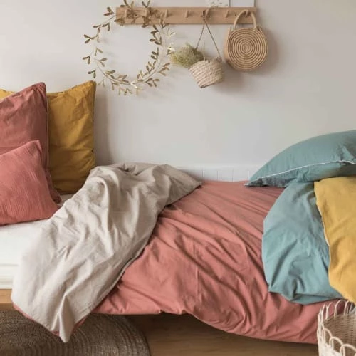 Cocoeko Linge De Lit Enfant Taie D'oreiller Coton Lavé Terracotta (65 X 65cm) 5 Cocoeko Linge De Lit Enfant Taie D'oreiller Coton Lavé Terracotta (65 X 65cm) – Image 3