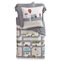 Becquet Linge De Lit Enfant Taie D'oreiller Enfant Réversible 63x63 Grise En Coton -Linge de lit bébé Soldes taie d oreiller enfant reversible 63x63 grise en coton 2
