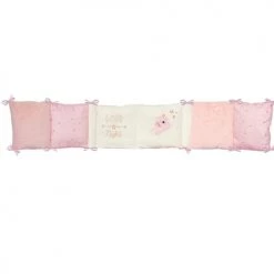 Home Maison Tours De Lit Bébé Tour De Lit Bébé Adaptable JOLLY Coton Rose/Ecru 30x180