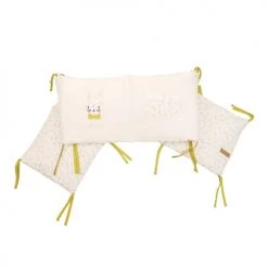 Home Maison Tours De Lit Bébé Tour De Lit Bébé Leafy Bunny En Coton Ecru 30x180