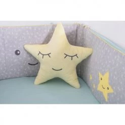 Home Maison Tours De Lit Bébé Tour De Lit Bébé Réversible Demi Lune Coton Anis/Gris -Linge de lit bébé Soldes tour de lit bebe reversible demi lune coton anis gris 3