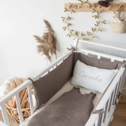 Cocoeko Tours De Lit Bébé Tour De Lit En Double Gaze De Coton Taupe 11 Cocoeko Tours De Lit Bébé Tour De Lit En Double Gaze De Coton Taupe -Linge de lit bébé Soldes tour de lit en double gaze de coton taupe 7