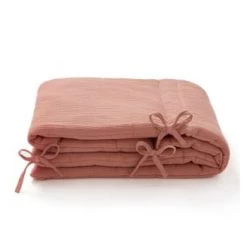 Cocoeko Tours De Lit Bébé Tour De Lit En Gaze De Coton Bleu Glacier -Linge de lit bébé Soldes tour de lit en gaze de coton marsala 4