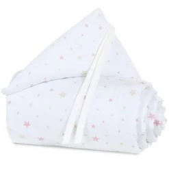 BABYBAY Tours De Lit Bébé Tour De Lit Piqué Pour Berceaux Cododo Blanc étoiles Sable Et Roses