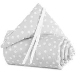BABYBAY Tours De Lit Bébé Tour De Lit Piqué Pour Berceaux Cododo Gris Pois Blancs